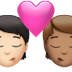 🧑🏻‍❤️‍💋‍🧑🏽 kiss: person, person, light skin tone, medium skin tone display on Apple